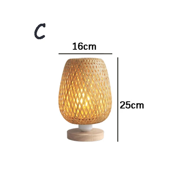 OUDELADI Vintage Bamboohandicraft Table Lamps Handmade bedroom bedside desk lights living room decor warm bamboo wood lamp
